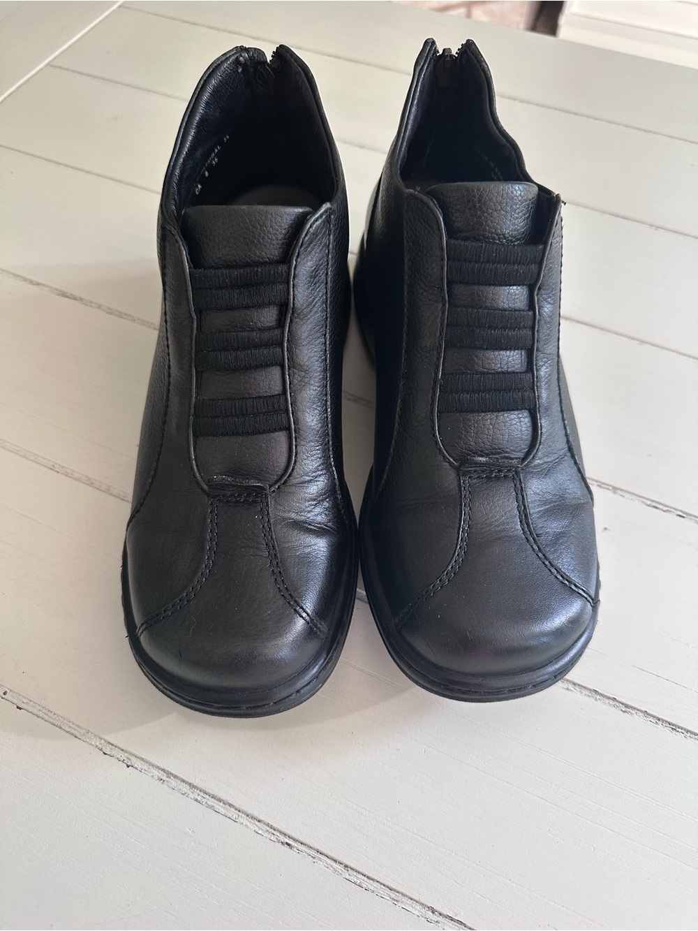 Dansko Black Leather Slip-On Ankle Booties